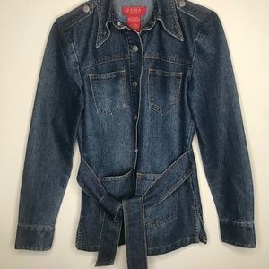 Zena Jeans Denim Belted Jacket Size Small